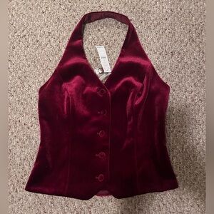 NWT WHBM dark red velvet halter top